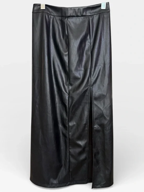 Commense Side Split PU Leather Midi Skirt - Picture 6 of 8
